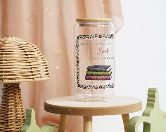 16 oz. Iced Coffee Glass Tumbler "Let the Good Thoughts Grow" | Glass w/ Lid & Straw