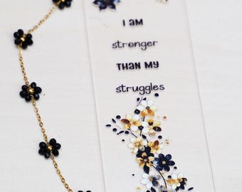 Encouragement Gift for Her, I Am Stronger Than My Struggles Bookmark, Inspirational Acrylic Bookmark