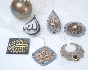 Ramadan Ornaments Set of 7, Handmade Islamic Tree Decor, Eid Decorations