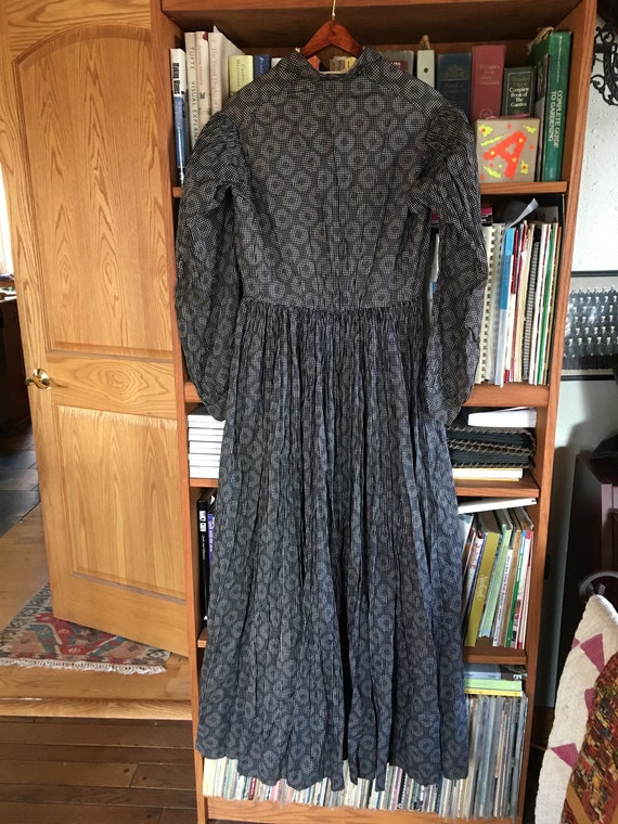 Antique Prairie Dress: Black Dotted Dress with lo… - image 5