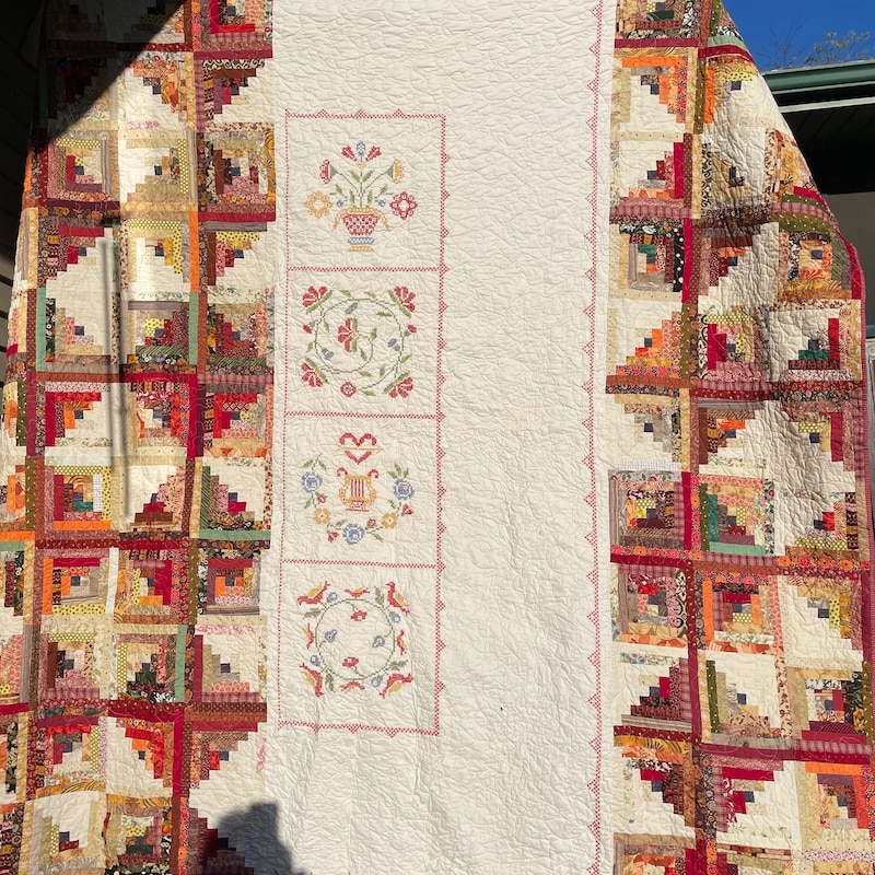 Log Cabin Cross Quilt Pattern Etsy