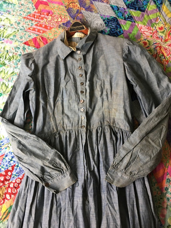 Antique Blue Chambray Prairie Dress