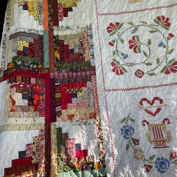 Handmade Log Cabin Quilt Etsy