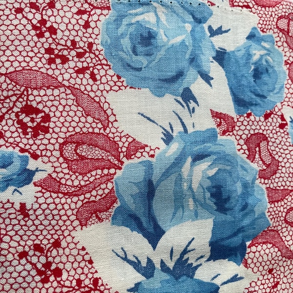 Red Ribbon feedsack fabric