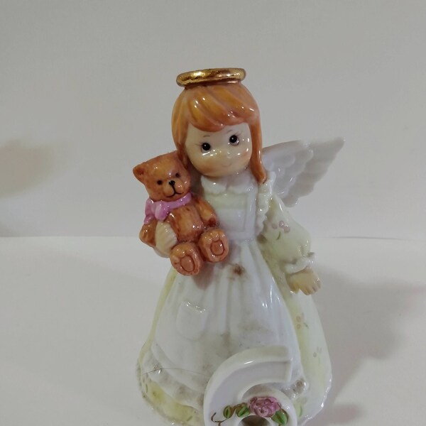 Awesome Vintage Angel Birthday Figurine 6 Napco (?) Retro Mod Shabby Chic Gift idea Kitsch Giftware