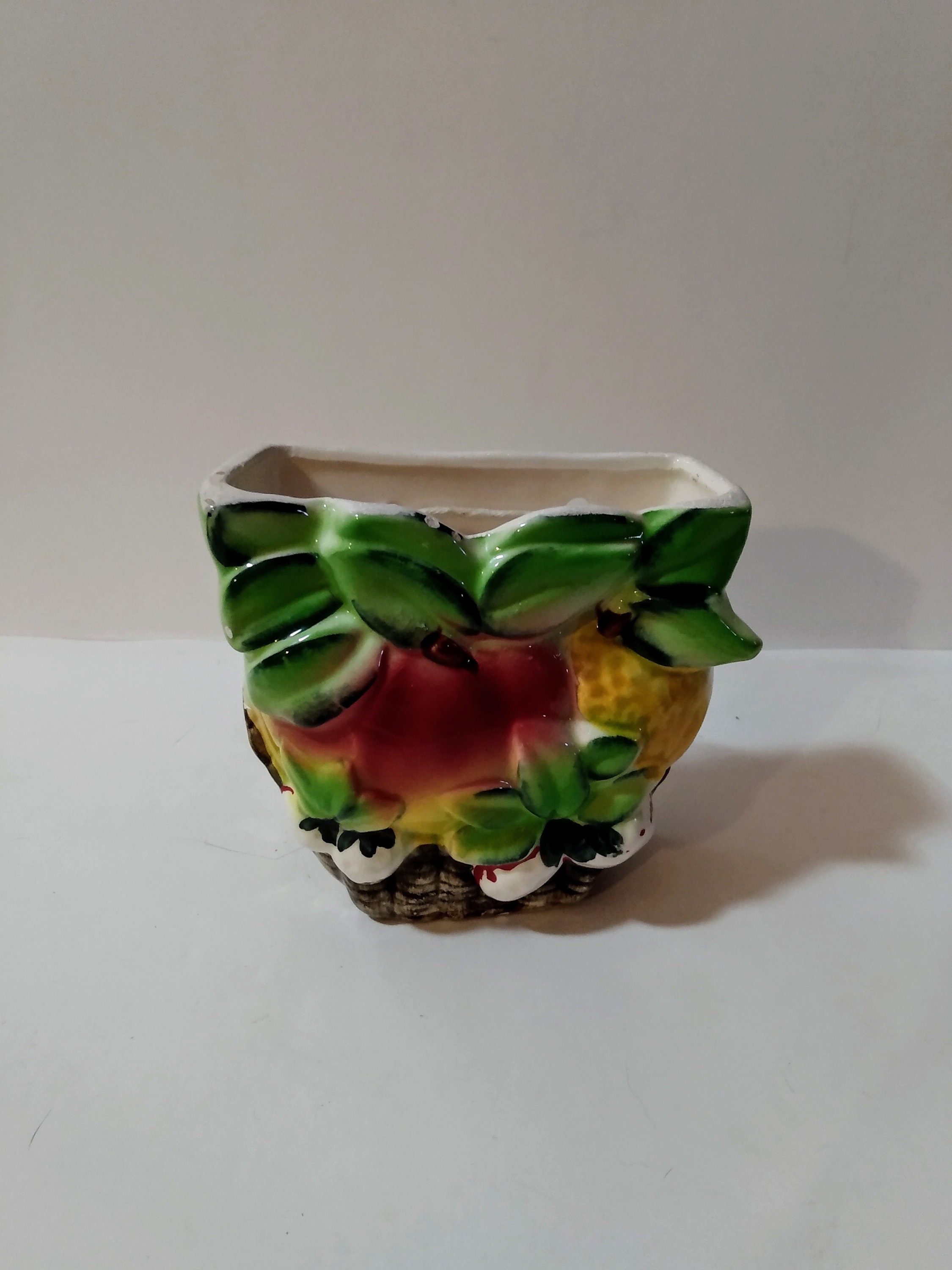 Vintage Fruit Wall Planter Pocket Plants Hanging Kitchen 1950s Retro