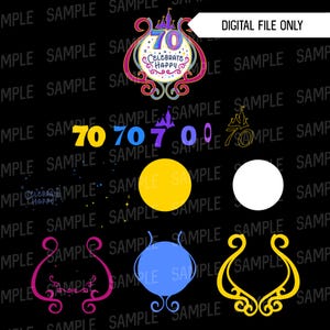 Celebrazione Disneyland Celebrate Happy SVG California, 70 anni di magia del resort PNG, file a strati Cricut Mouse, set SVG digitale per viaggio in famiglia