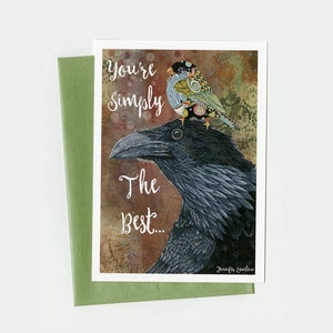 Einfach die beste Grußkarte - rustikale Boho Aquarell Rabenkrähe Vogel Kunst - Einzigartiges positives Zitat Geschenk für Mutter Tochter beste Freundin Familie