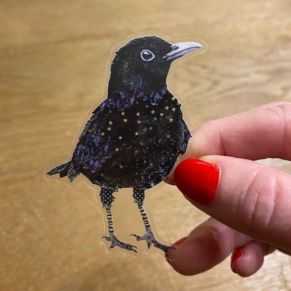 Blackbird Blakely Sticker - Rustic Animal - Whimsical Stars - Woodland Celestial Art - Vinyl - Waterproof - Weatherproof - Boho