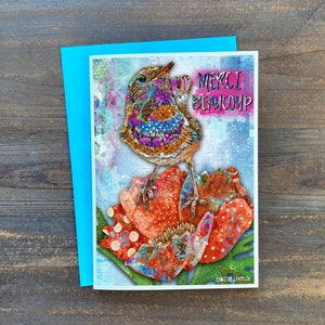 Carte de voeux Merci Beaucoup - Carte de remerciements Boho, fleurs sauvages et oiseaux - Joli cadeau de jardin pour elle - Citations positives cadeaux de moins de 10 ans
