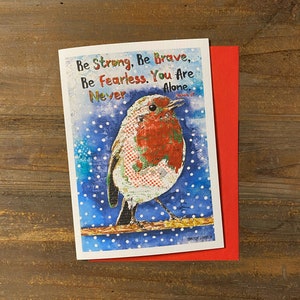 Soyez courageux carte de voeux - carte de correspondance d'artiste Christian Winter - peinture de Noël bohème aquarelle - citation inspirante cadeaux de moins de 10 ans pour elle