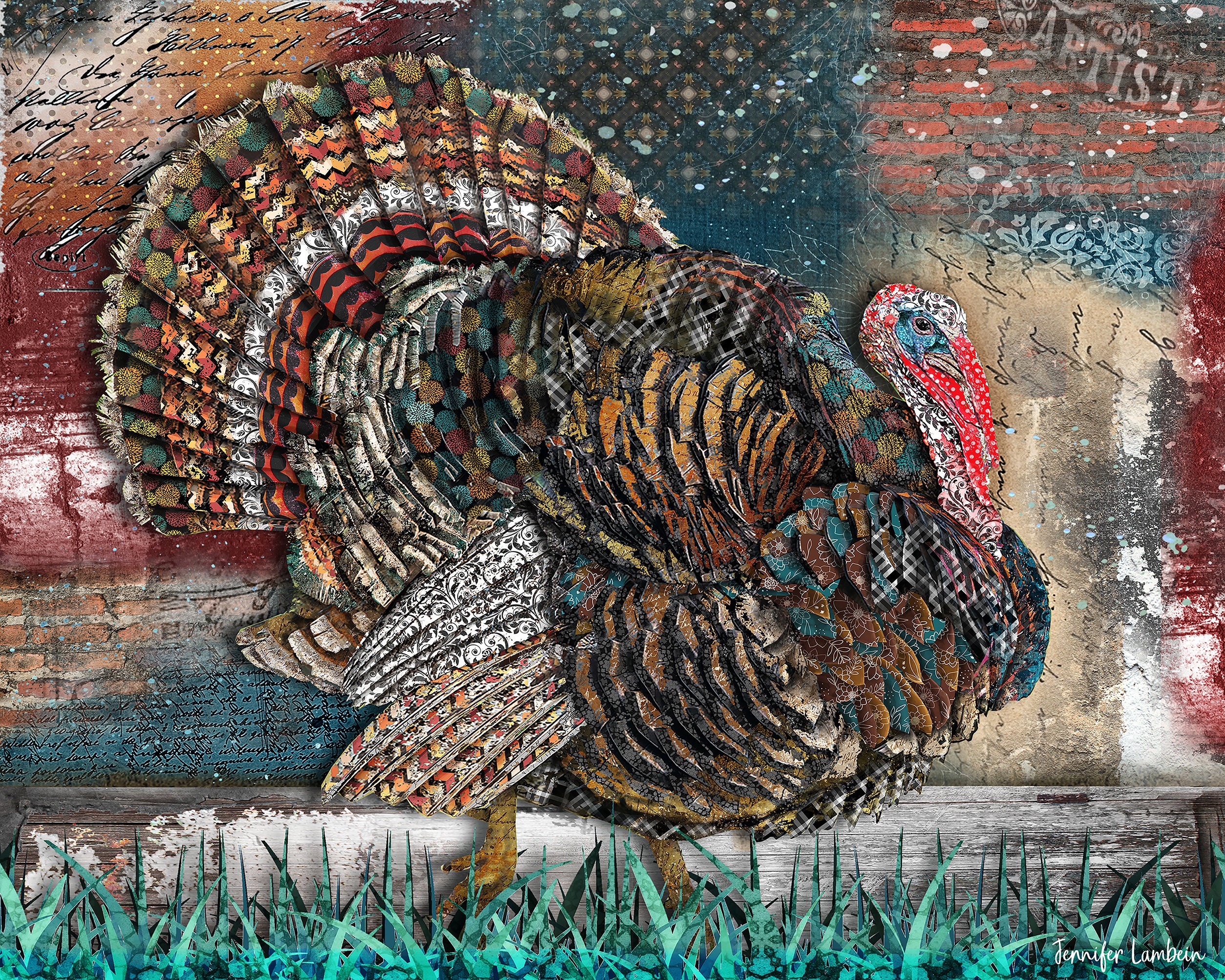 Fab Turkey Art Print - Boho Fall Thanksgiving Wall Decor - Woodland ...