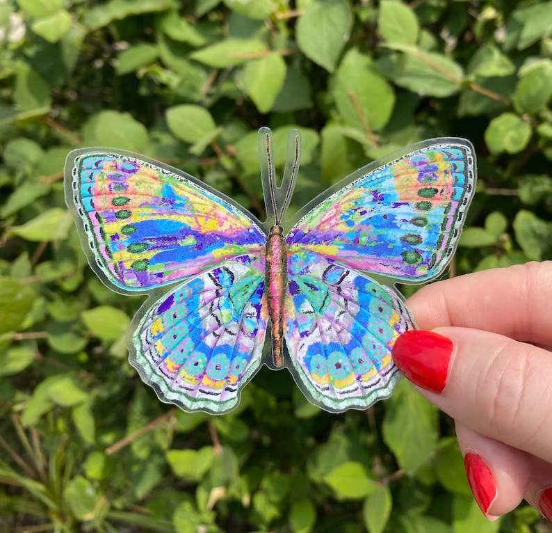 Butterfly in Bloom Sticker - Pretty Boho Insect Art - Pink Watercolor ...