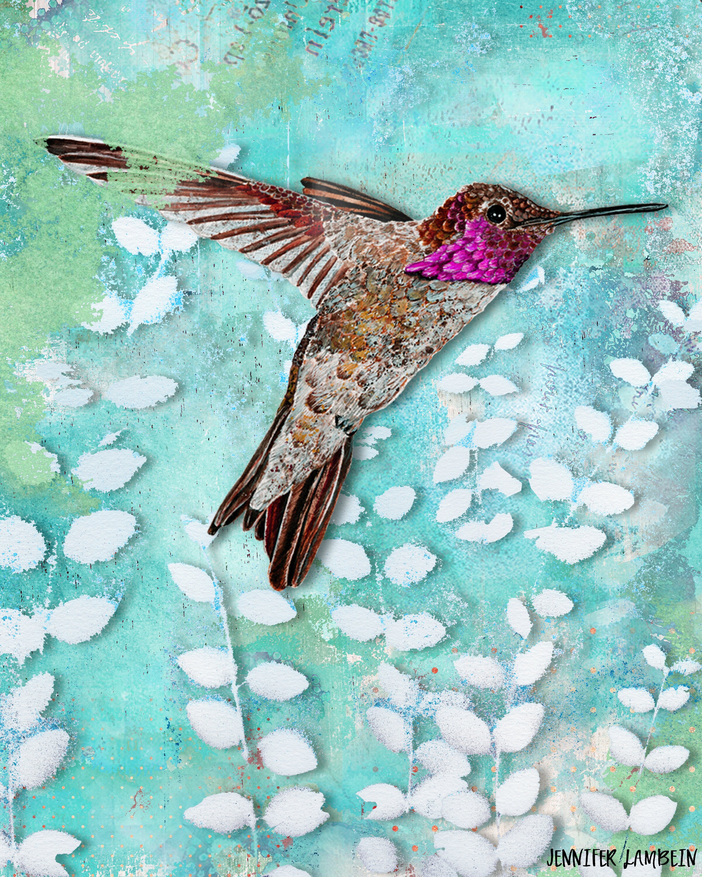 Hummingbird Ocean Hummingbird Ayre Art Print - Ocean Dream Edition - Rustic Boho Plants ...