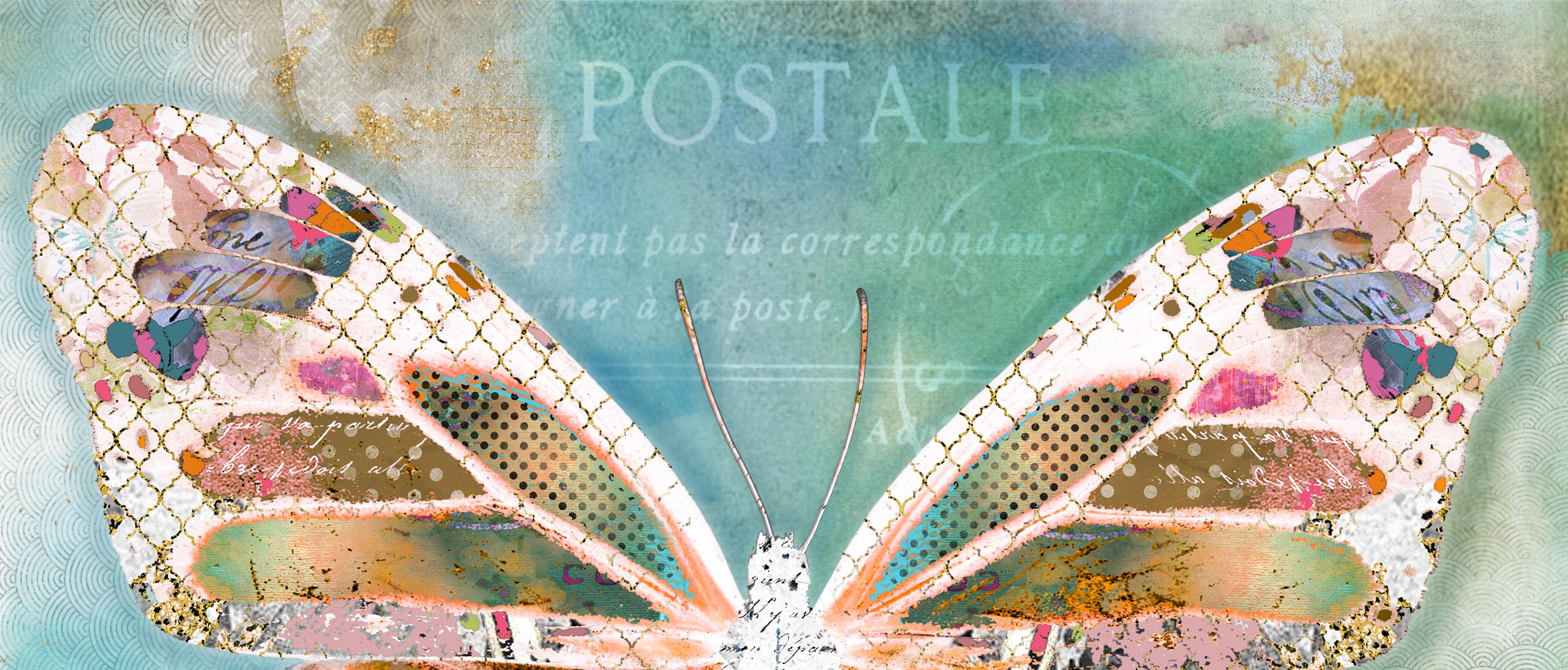 輝くオーラの蝶のアートプリント - ボヘミアンな蝶の羽 - かわいい森の