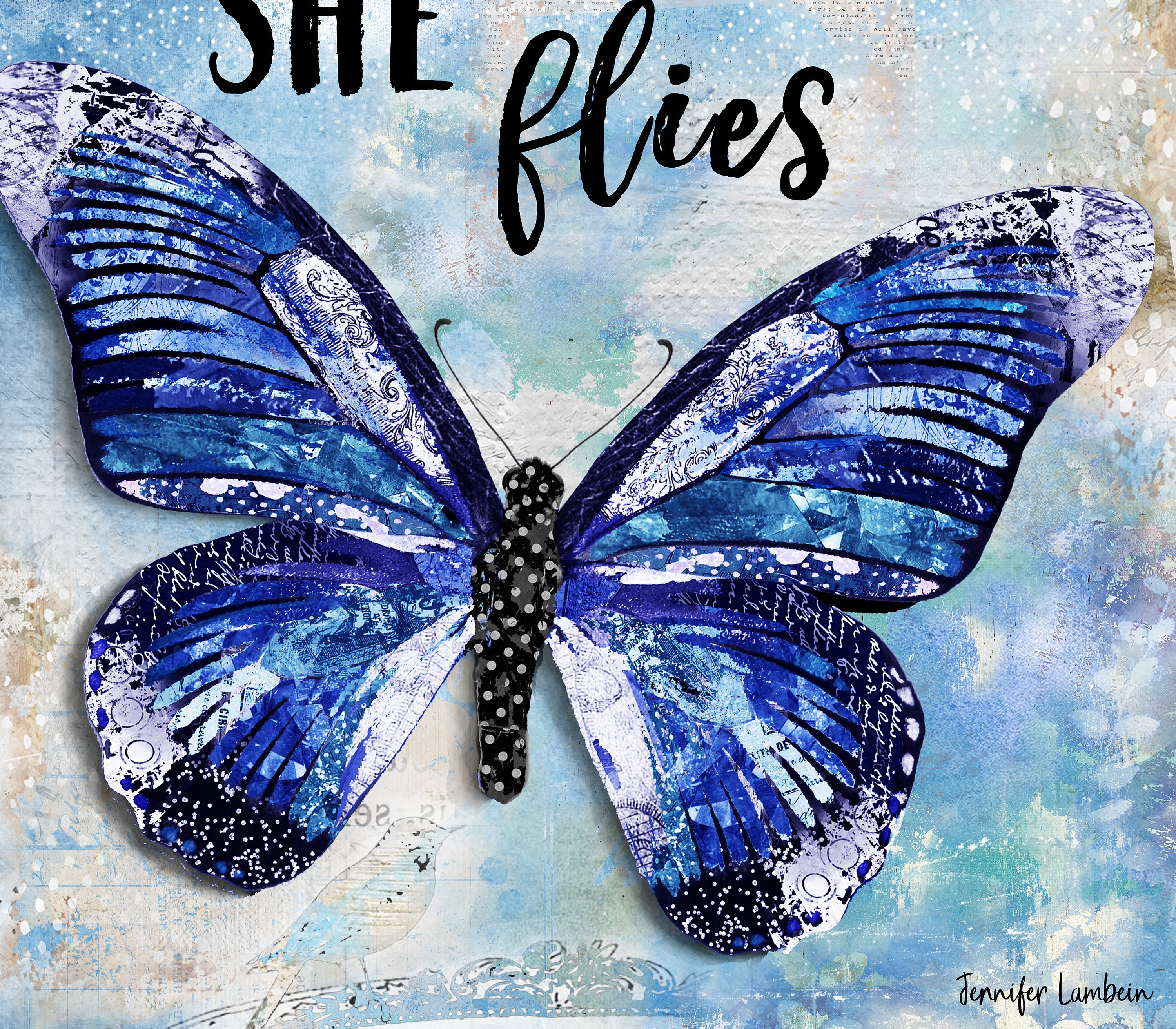 Brave Wings Butterfly Art Print - Rustic Blue Woodland Boho Heart Wall ...