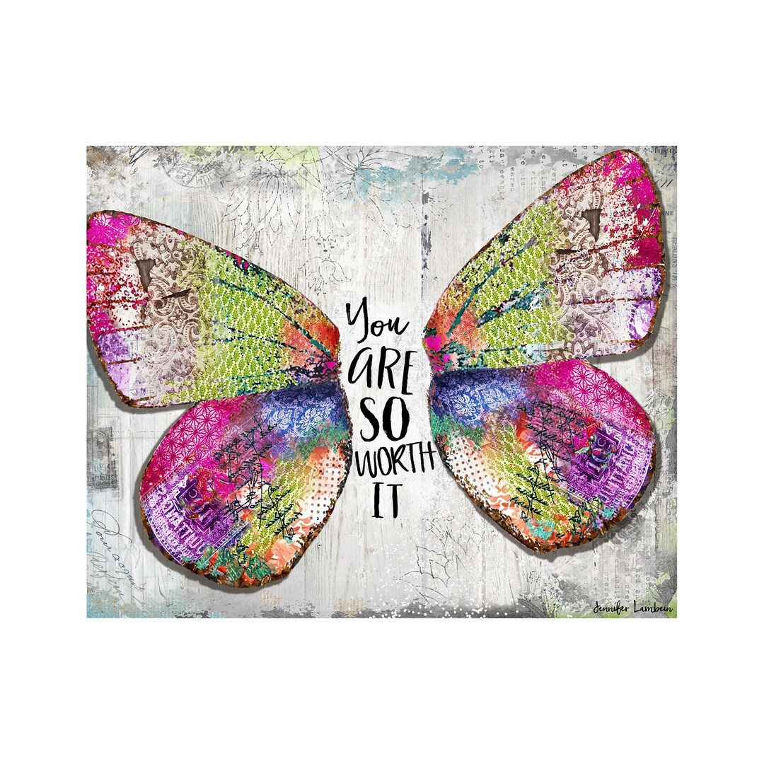 So Worth It Butterfly Art Print - Rustic Boho Pretty Watercolor ...