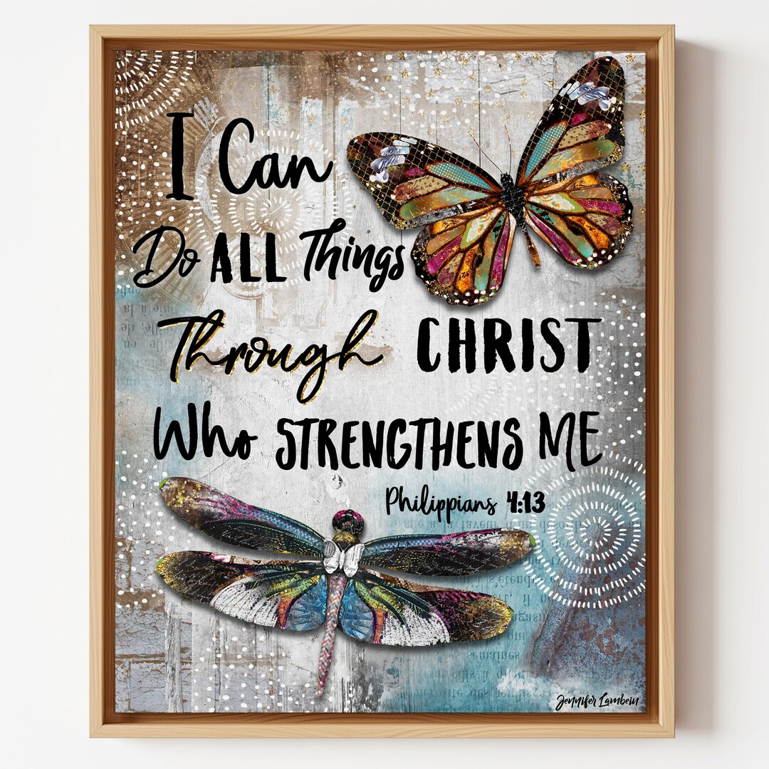 I Can Art Print - Butterfly and Dragonfly Christian Wall Decor ...