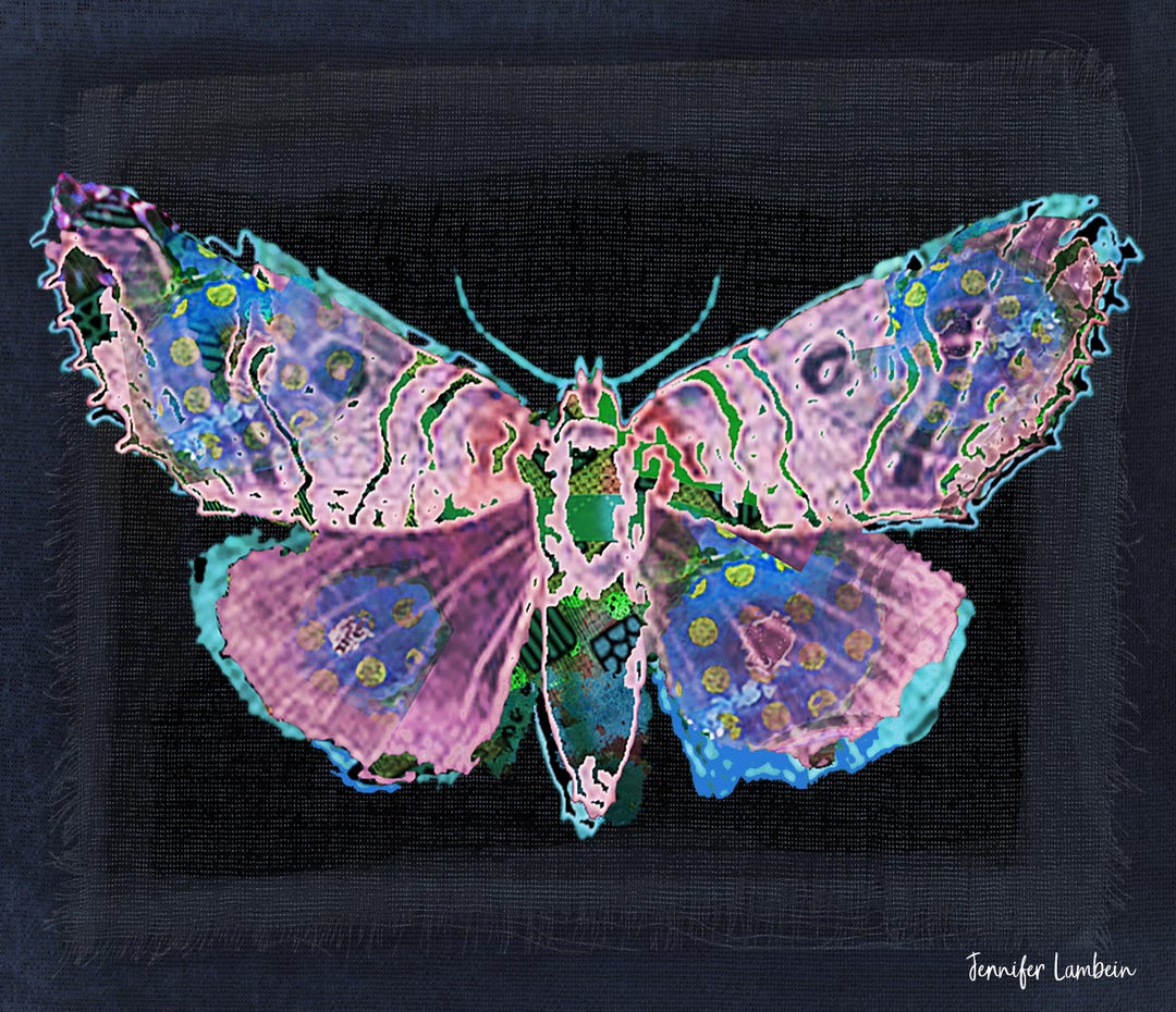Glowing Pink Moth Art Print - Glam and Brightly Colored Wall Decor - Etsy