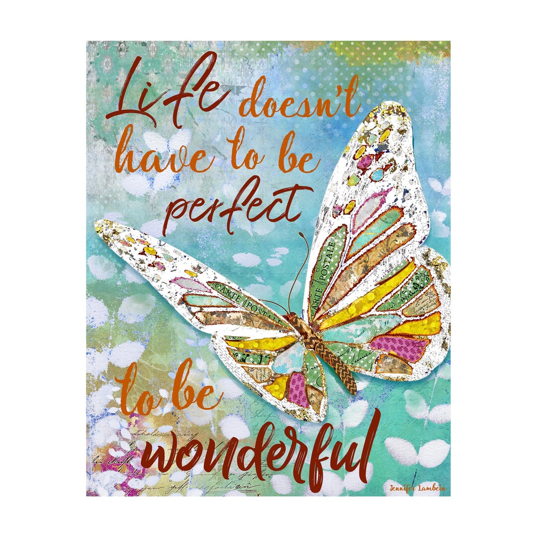 Wonderful Butterfly Art Print - Positive Life Quote Watercolor Boho ...