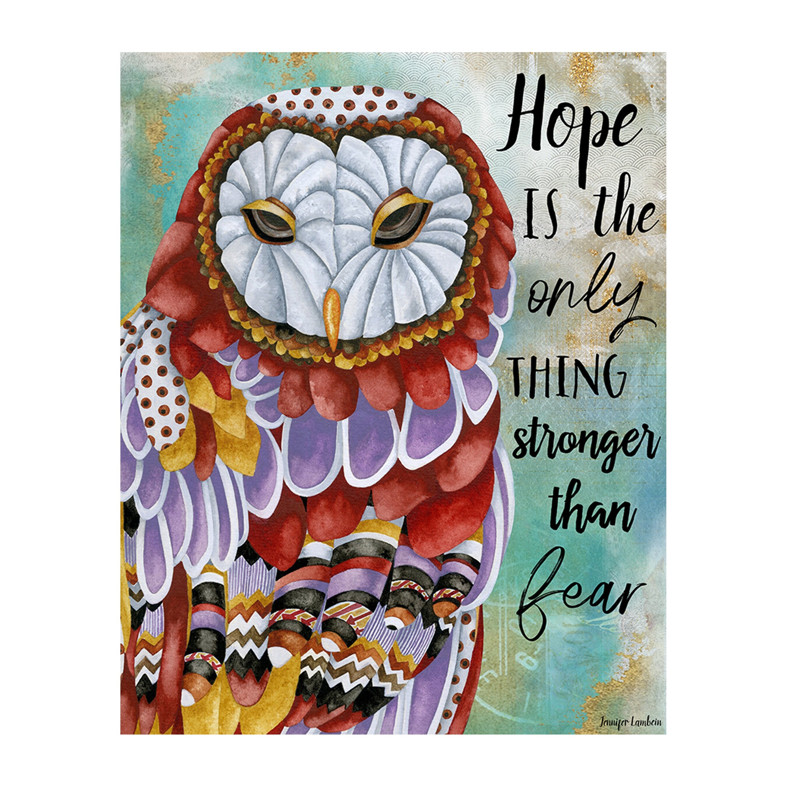 Hope Owl Art Print - Rustic Boho Woodland WatercolorAnimal Bird Room Decor - Feathers Wall Decor - C