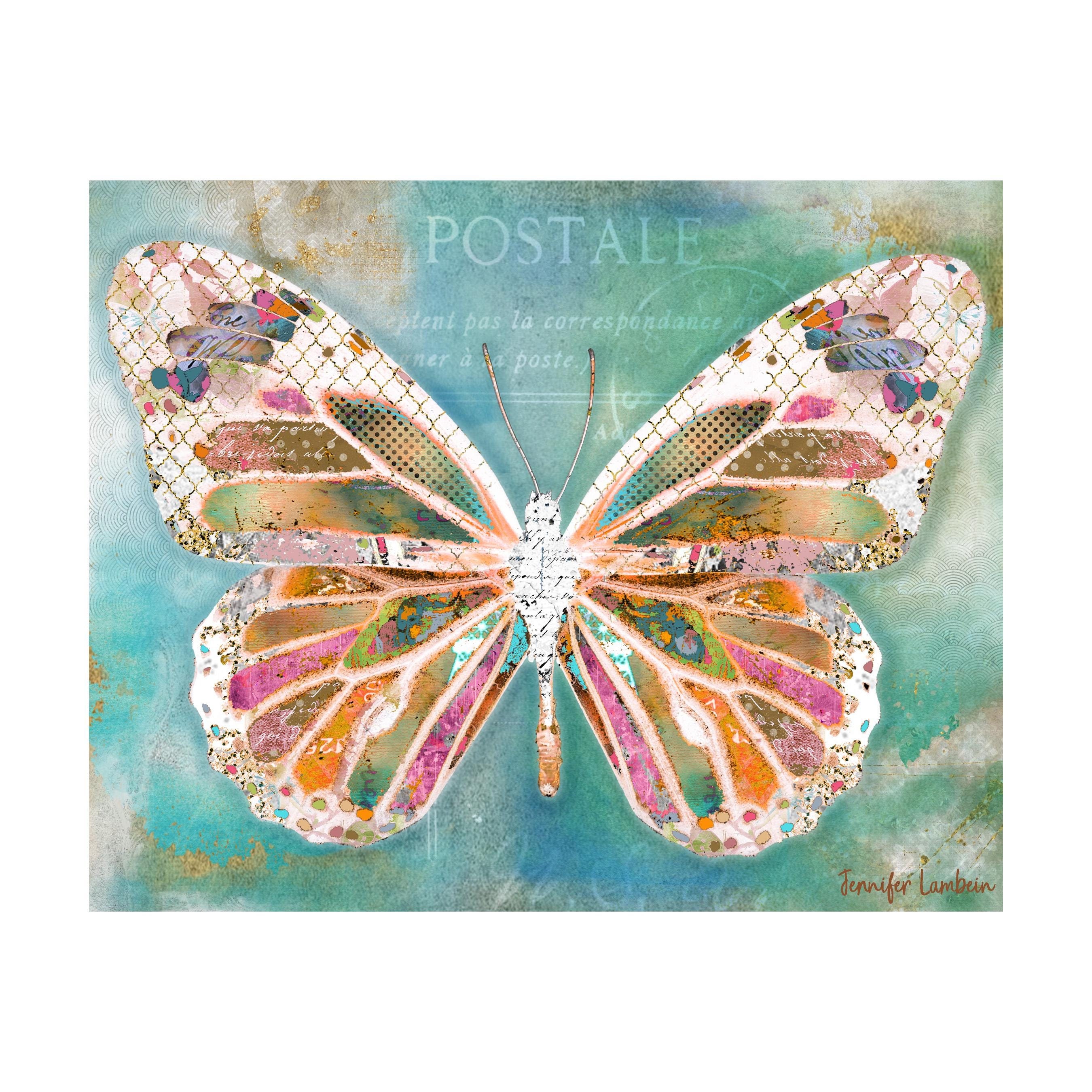 輝くオーラの蝶のアートプリント - ボヘミアンな蝶の羽 - かわいい森の