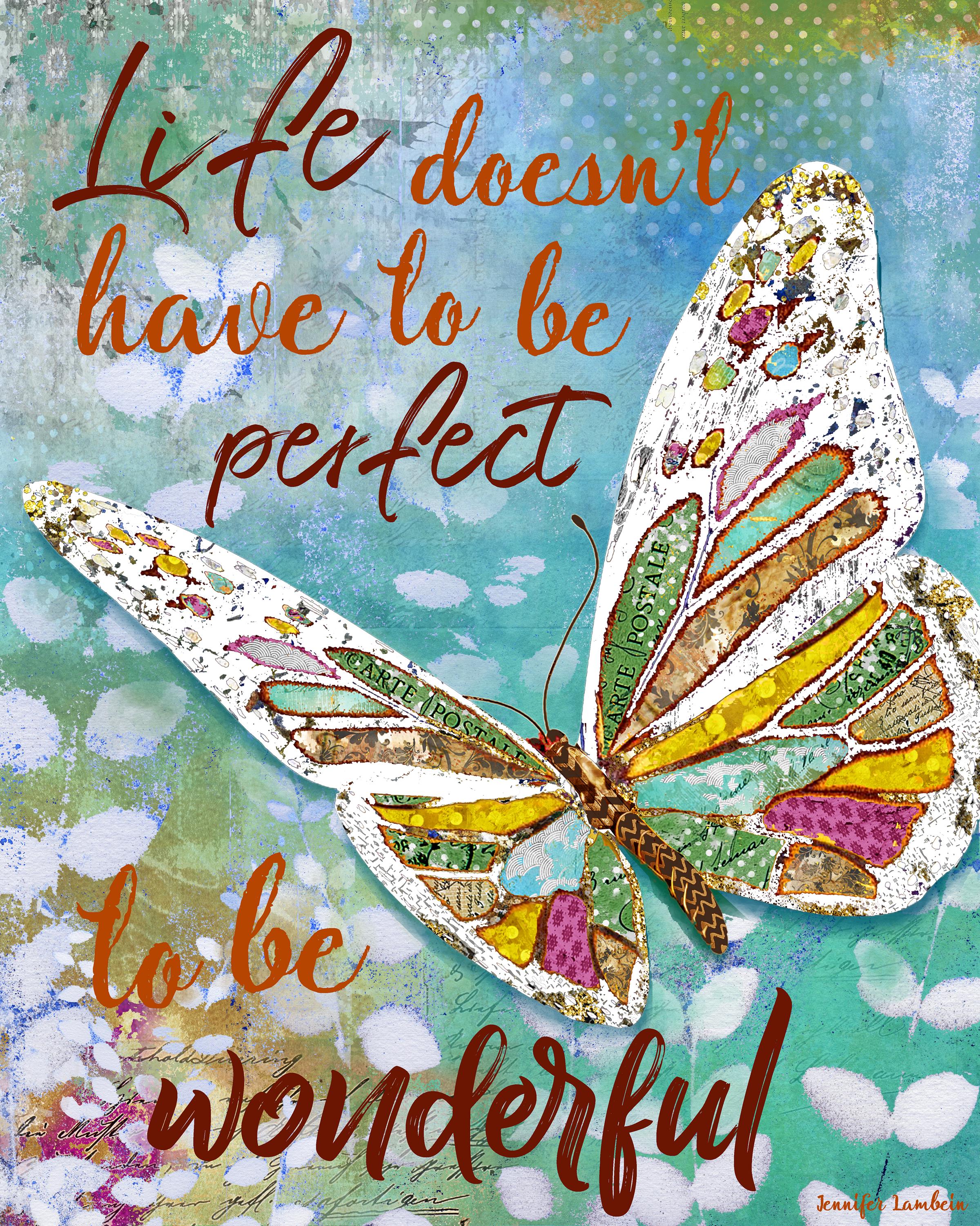 Wonderful Butterfly Art Print - Positive Life Quote Watercolor Boho ...