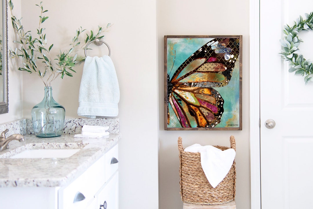 Blue Skies Butterfly Art Print Rustic Butterfly Wing Boho Woodland Wall ...