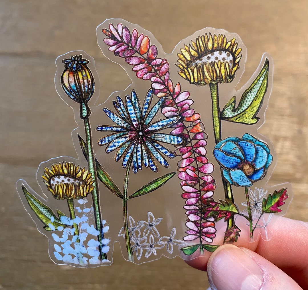 Wildflowers Sticker - Rustic Nature Boho Sticker - Pretty Garden Gift ...