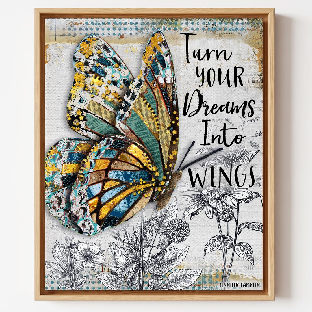 Dreams Butterfly Art Print - Wildflowers Garden Wall Decor - Positive ...