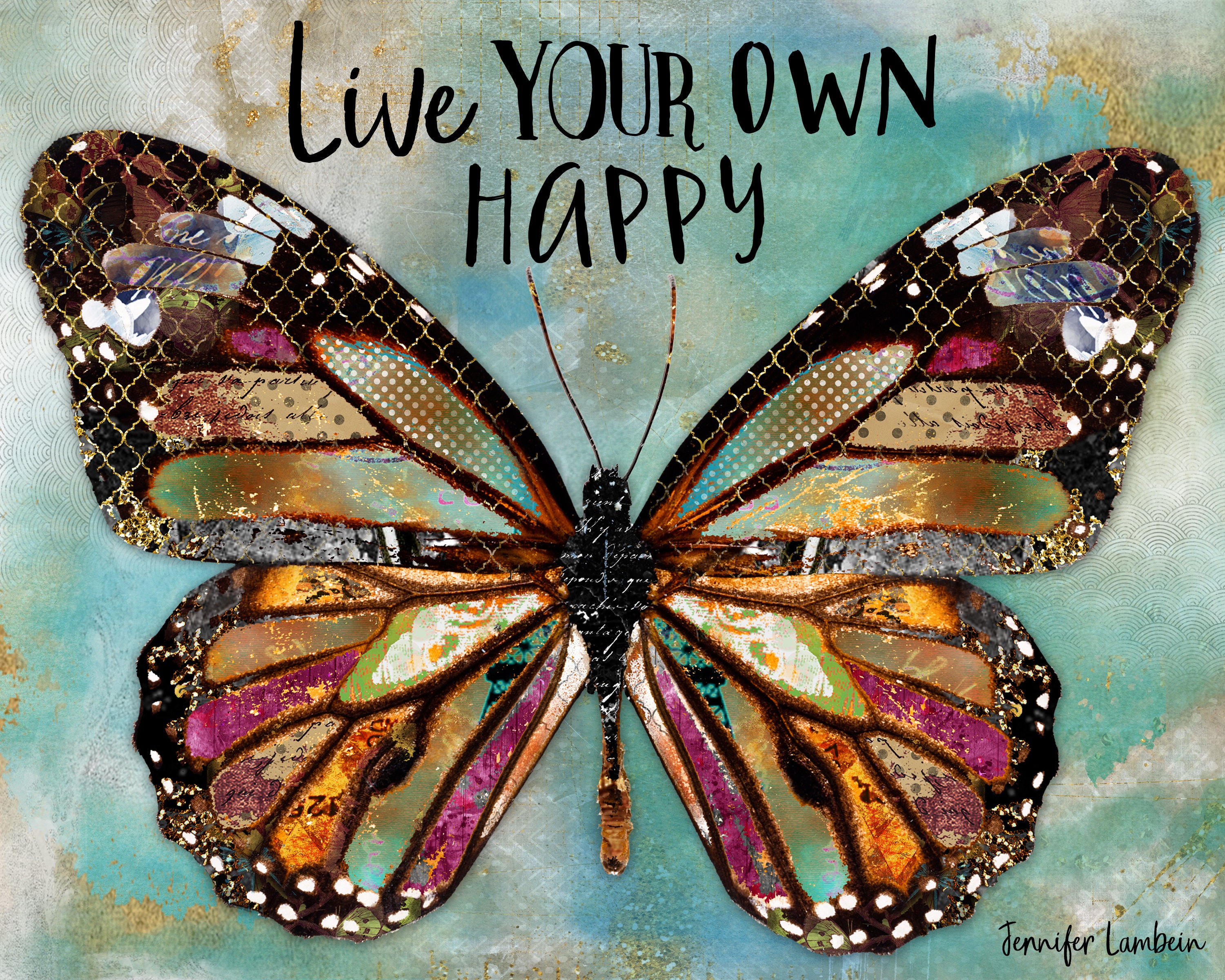 Live Happy Art Print - Butterfly Wall Art - Home Decor - Painting ...