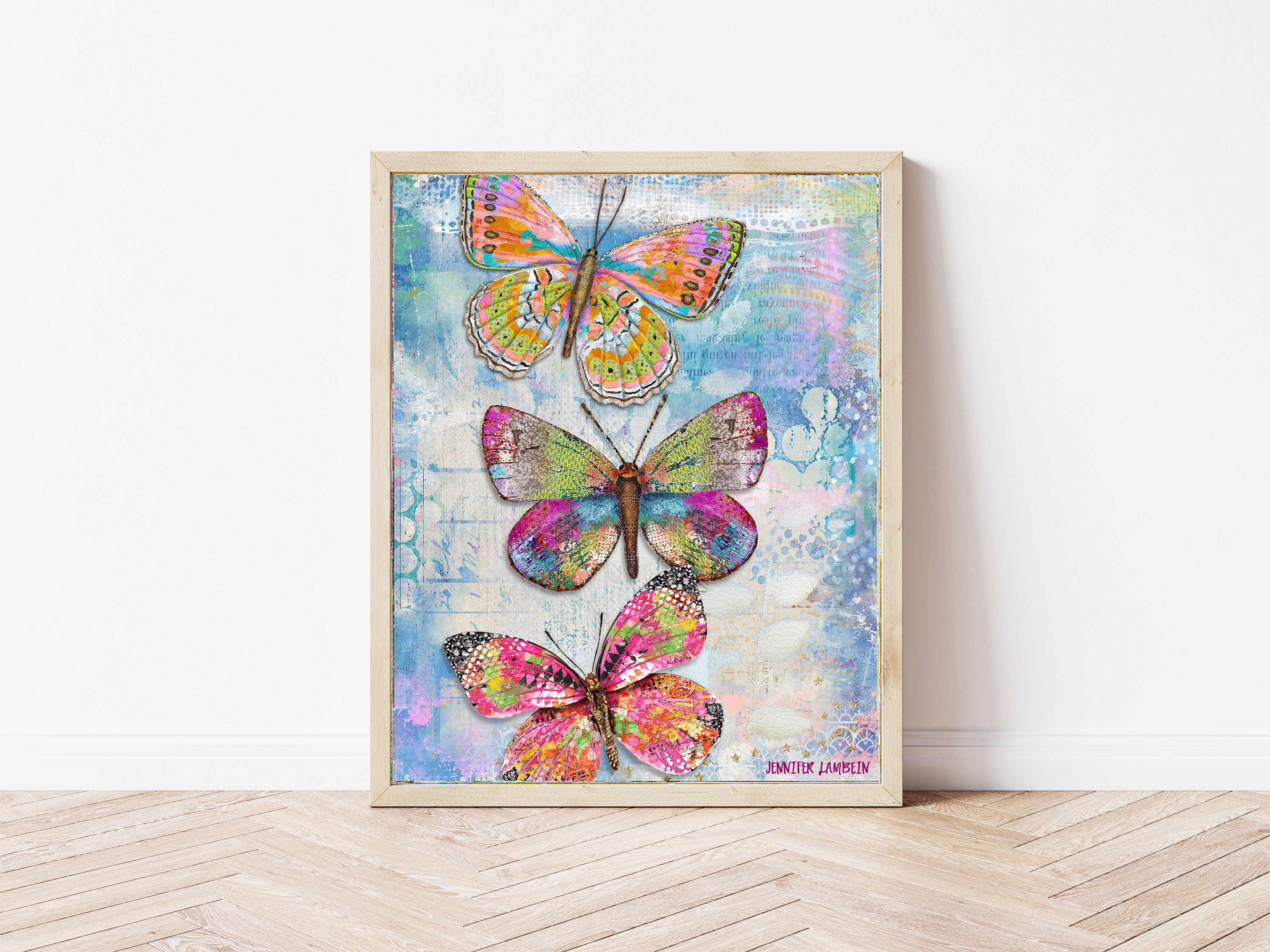 Bright Butterflies Art Print - Rustic Pretty Woodland Watercolor Boho ...
