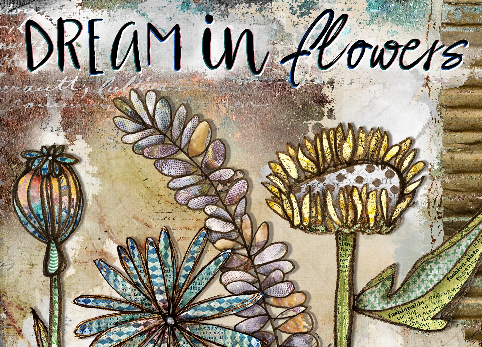 Dream in Flowers Art Print Rustic Boho Wildflower Meadow Etsy