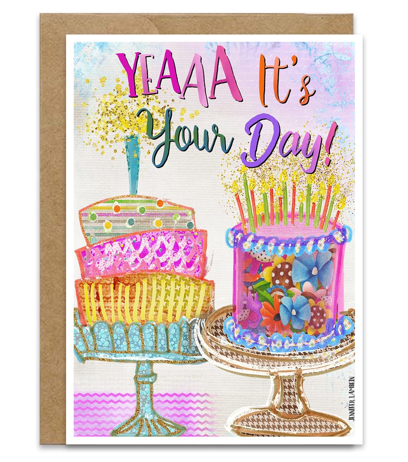 Yeaaa Birthday Greeting Card - Happy Wildflowers Artist Notecard