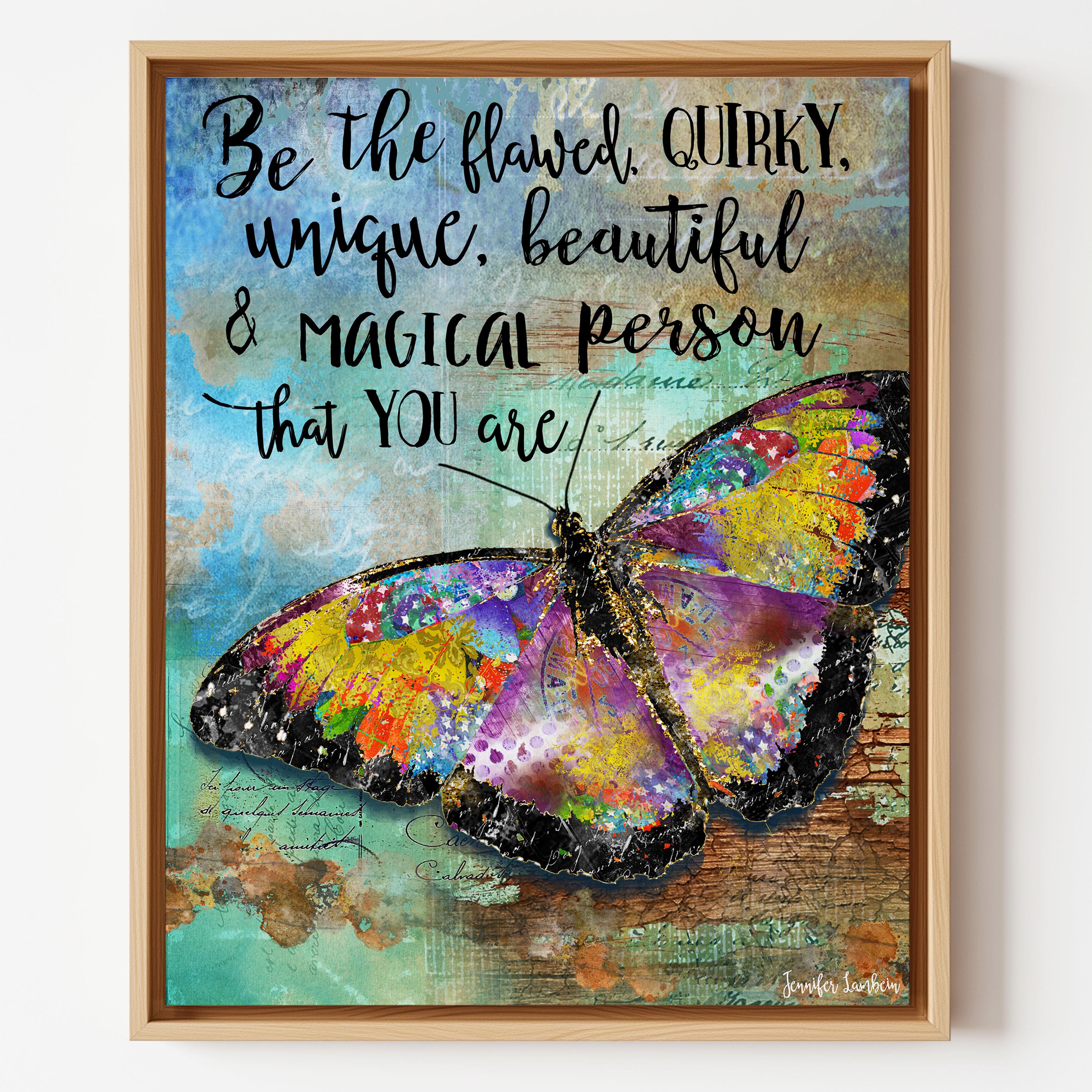 Be the Flawed Butterfly Art Print - Rustic Woodland Boho Watercolor ...
