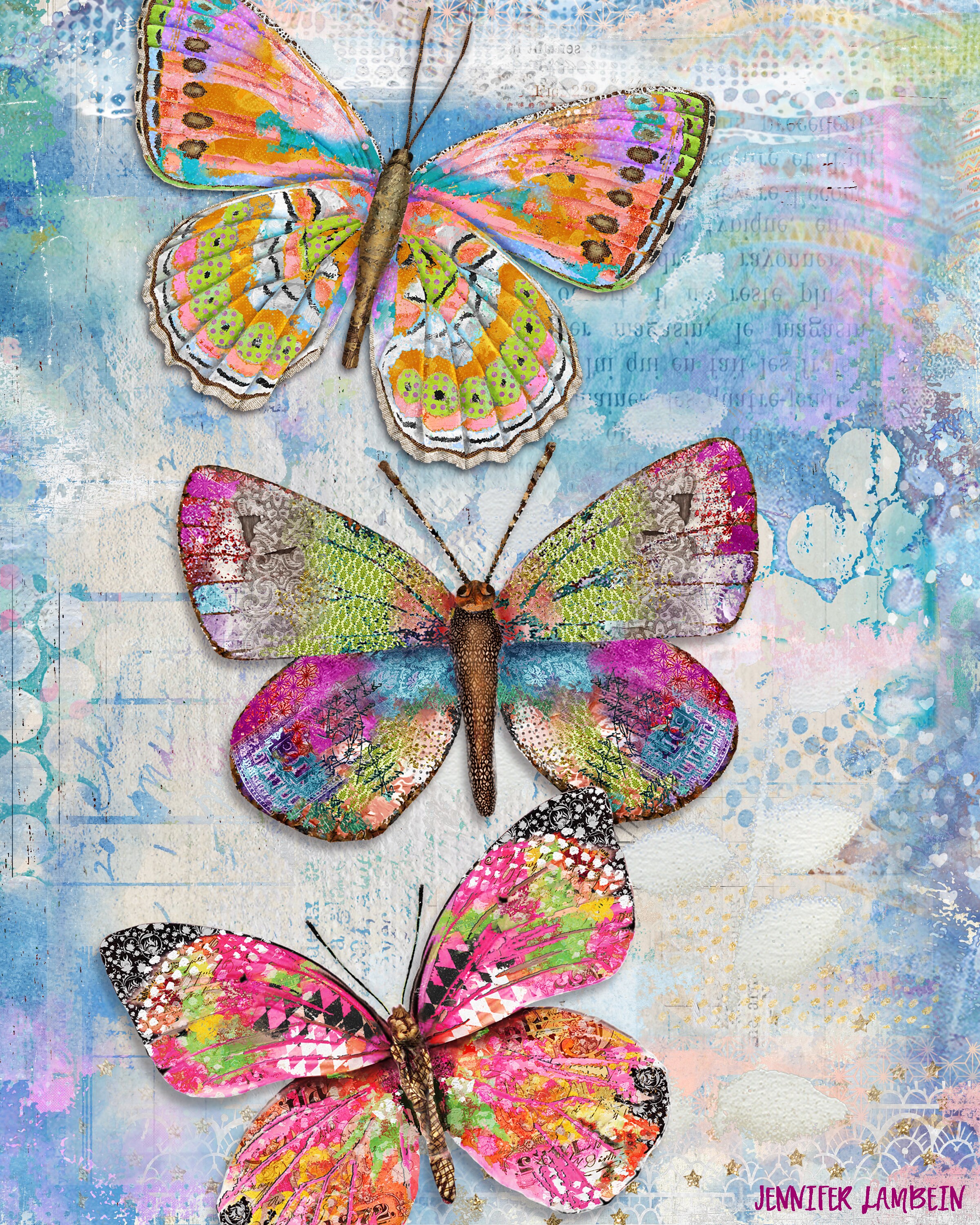 Bright Butterflies Art Print - Rustic Pretty Woodland Watercolor Boho ...