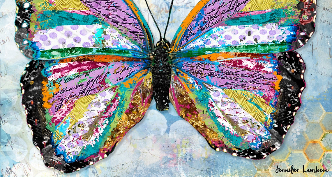 Positive Vibes Butterfly Art Print - Happy Boho Woodland Pretty Gentle ...