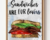 BLT Sandwich Love Art Print - Funny Food Kitchen Humor Wall Decor - Foodie Chef Deli
