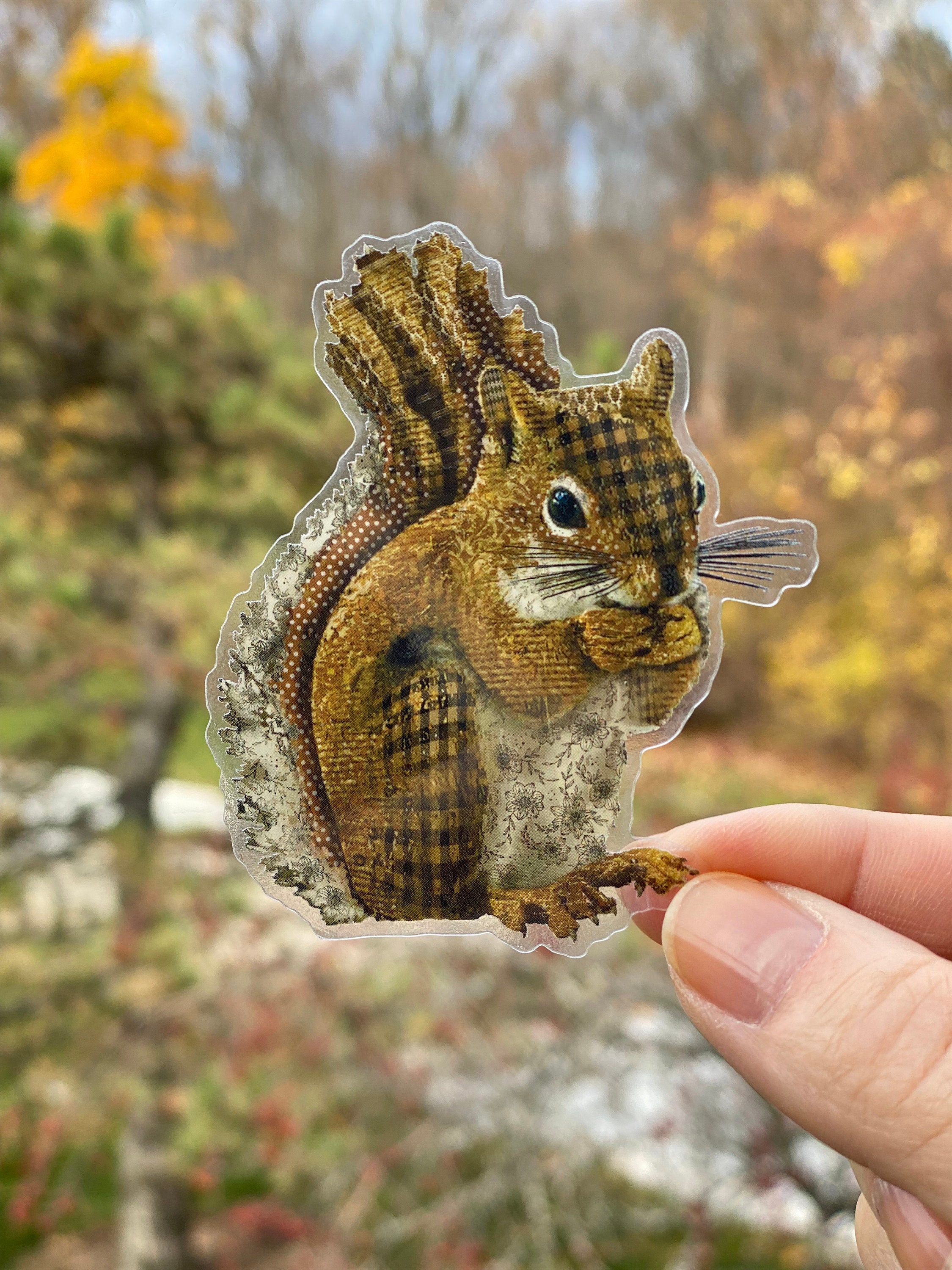 Woodland Squirrels foil RDOEVP 1枚 Woodland Squirrel Sticker - Cute Boho Animal - Gifts Under 10
