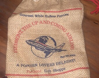 VTG Piedmont Airlines jute tas met trekkoord Gourmet popcorn 2 lb cadeauwinkel zeldzame