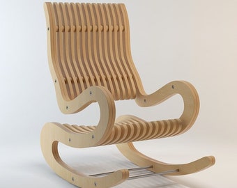 Rocking Chair CNC interior furniture vector graphics DXF for laser cnc and  CNC Vector cutting plan 3D puzzle