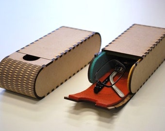Glasses Case CNC interior furniture vector graphics DXF for laser cnc and CNC milling. Vector cutting plan Box for glasses