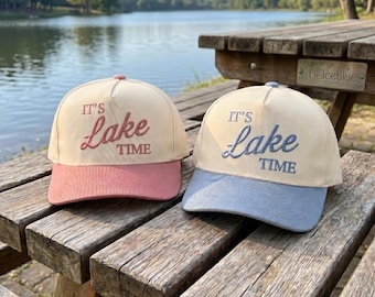 Embroidered It's Lake Time Trucker Cap, Summer Lake Trip Hats, Lake Life Cap, Lake Vacation Cap, Family Lake Trip Hat, Lake Bachelorette Cap