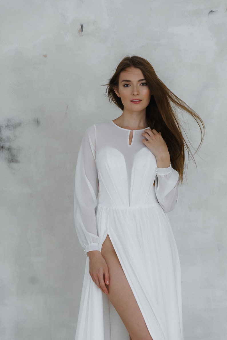 minimalist white gown
