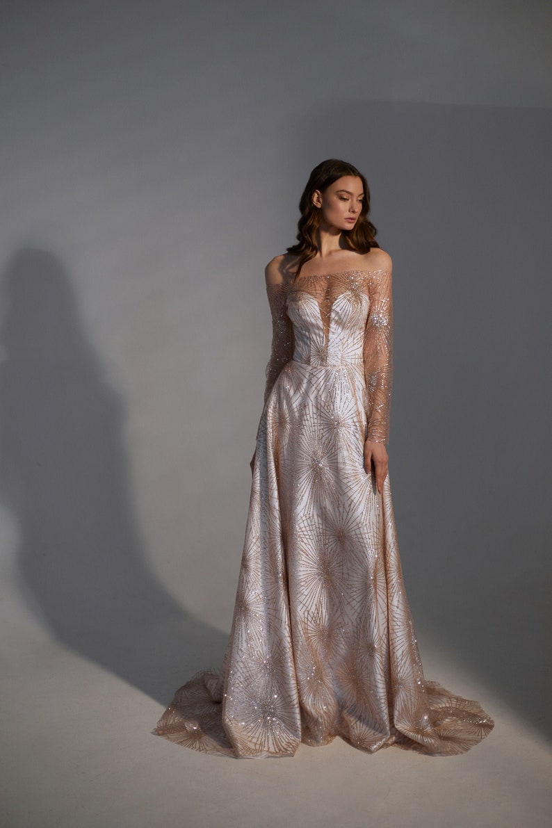 Pink wedding dress glitter wedding dress blush wedding Etsy