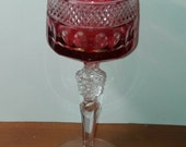 Nachtmann Traube Ruby Red Cut to Clear Cased Crystal Wine Goblet 8.25 quot New Signd