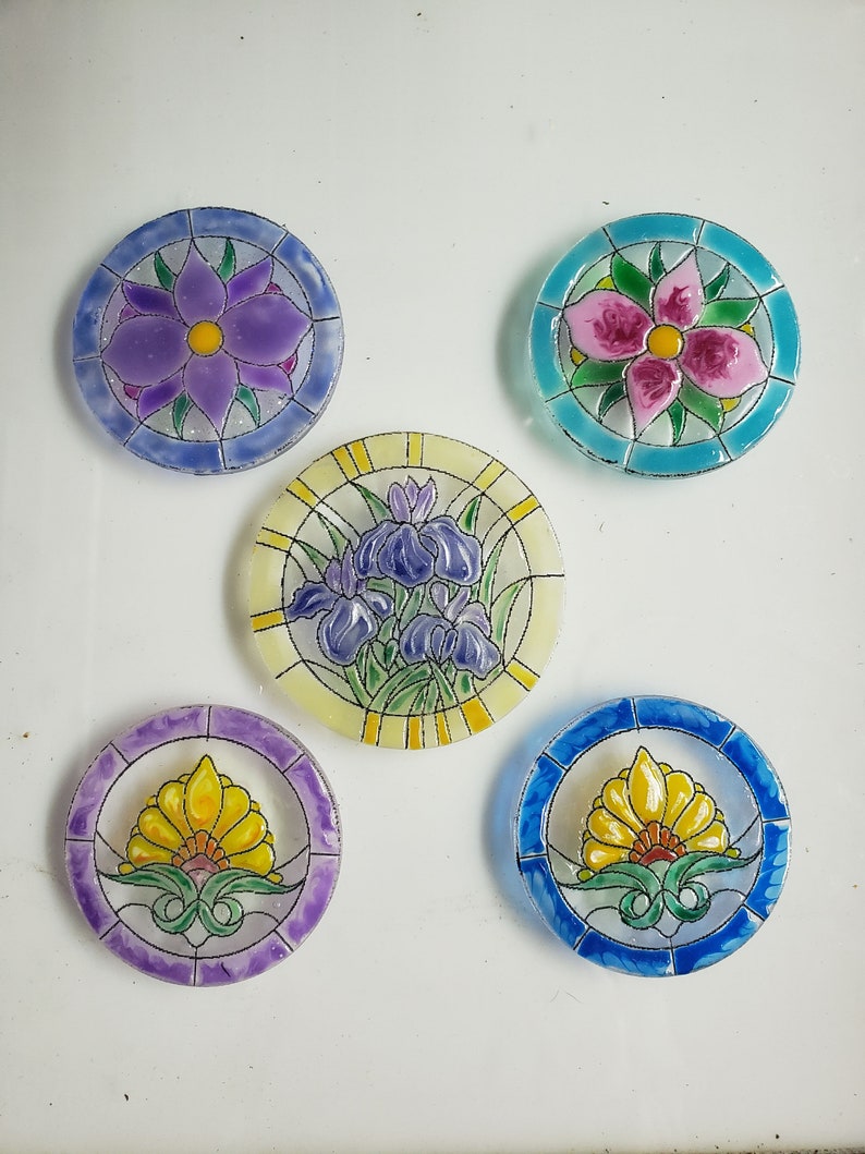 Hand Painted Miniature Dollhouse Stained Glass Style Window Etsy