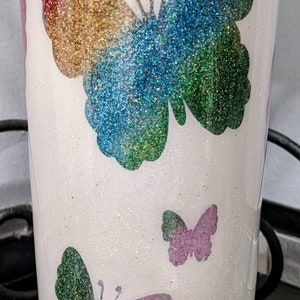 Peek a Boo Butterfly 20 ounce Glittery Tumbler!