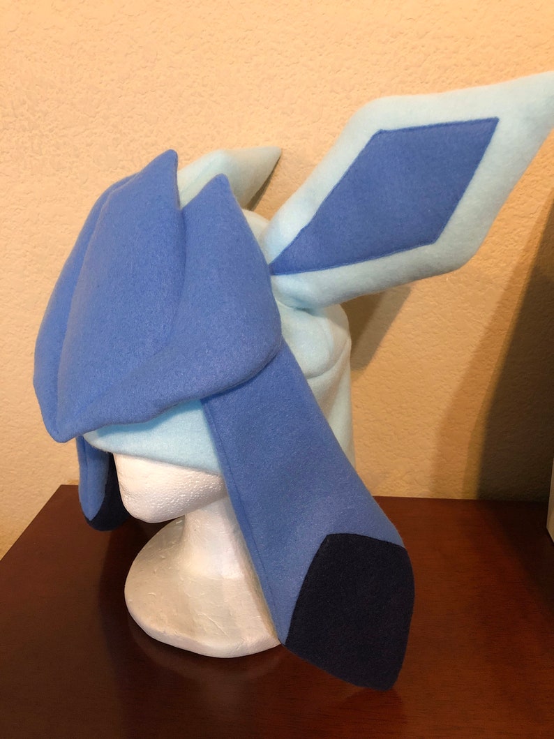 Pok\u00e9mon GLACEON cosplay hat fleece costume cap adult size