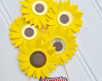 Sunflower Cupcake Toppers | Sunflower Cake Toppers | Sunflower Party Decoration | Sunflower Centre Pieces | Paper Sunflowers | Sunflowers